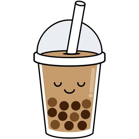 Boba Drawing, Boba Sticker, Drawing Ideas, Tea, Coffee, White, Kawaii