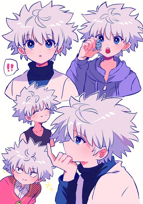 Image Pixel Art, Hunterxhunter Killua, Hxh Characters, Images Kawaii, Hunter Anime, Dessin Adorable, Anime Sketch, Anime Poses, الرسومات اللطيفة