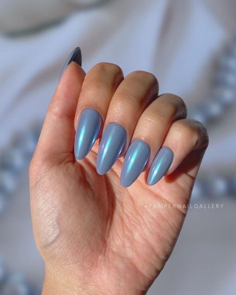 Hailey Bieber Chrome Nails, Hailey Bieber Chrome, Texas Nails, White Chrome Nails, Rare Pearls, Miami Nails, Light Blue Nails, Baby Blue Nails, Nails Yellow