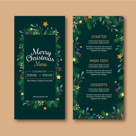 Christmas Menu Design, Christmas Brunch Menu, Recipe Graphic, Christmas Menu Template, New Year Menu, Christmas Brochure, Christmas Party Drinks, Christmas Dinner Menu, Menu Flyer