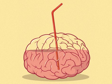 Brain Juice by Pedro Fernandes - Dribbble Brain Illustration Creative, Brain Wash, Brain Coffee, Brain Juice, Brain Illustration, Funny Illustration, Back Tattoos, Tshirt Design, Funny Art