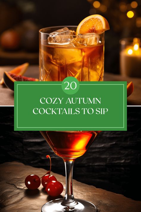 Experience the comforts of autumn with our curated list of 20 delicious cocktails. Trade in your Old Fashioned for unique blends like the sweet and rich Fig Old Fashioned or the smoky Rob Roy that’s perfect for colder evenings. Each cocktail offers diverse flavors due to various ingredients, ensuring something for everyone. From fruity concoctions incorporating fall spices to warm coffee-based mixes, elevate your drink game this season. Enjoy warm gatherings with friends and family as you discover new favorites. Autumn Cocktails, Boulevardier, Orange Cocktails, Rob Roy, French 75, Sazerac, Specialty Cocktail, Dark N Stormy, Whiskey Sour