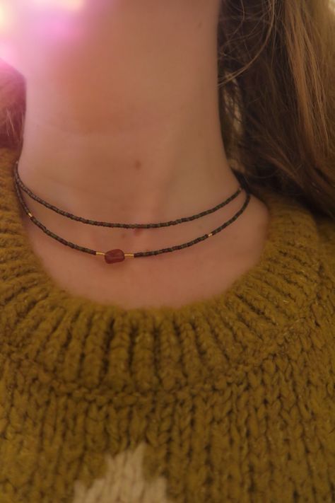 Choker Diy, Diy Choker Necklace, Diy Choker, Handmade Chokers, Aventurine Necklace, Garnet Crystal, Bead Necklaces, Wrap Necklaces, Stainless Steal