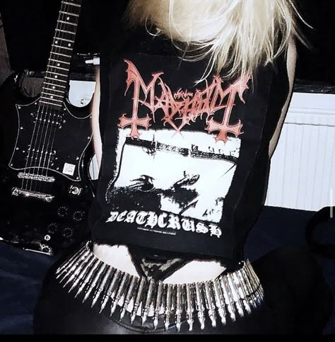 mayhem fits metal black metal evil scary punk black fits Metal Girl Aesthetic, Metal Rock Aesthetic, Black Metal Pfp, Metalhead Girl Outfits, Metalhead Fashion, Mayhem Black Metal, Metal Outfit, Metalhead Girl, Black Metal Girl