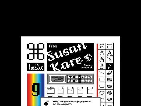 SUSAN KARE - Type Poster on Behance Pixel Art Banner, Muriel Cooper, Editorial Newspaper, Susan Kare, Book Cover Series, No Time To Waste, Book Women, Art Banner, Logo Intro