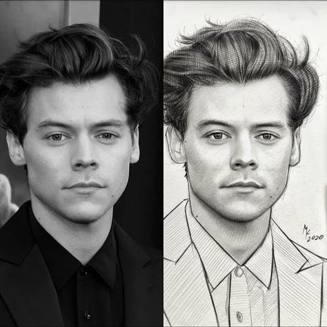 Harry Styles Sketch, Harry Styles Dibujo, Realistic Pencil Sketch, Sketch Realistic, One Direction Drawings, One Direction Art, Harry Styles Drawing, Canvas Art Painting Abstract, Gambar One Direction