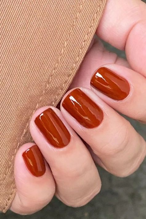 Burnt Orange Nails Are Having A Moment – Here’s How To Get Them Right | British Vogue Orange Fall Nails, Burnt Orange Nails, Orange Nail Designs, Orange Nail Polish, Fall Manicure, Summer Nails Colors, Orange Nails, Autumn Nails, Fall Nail Designs