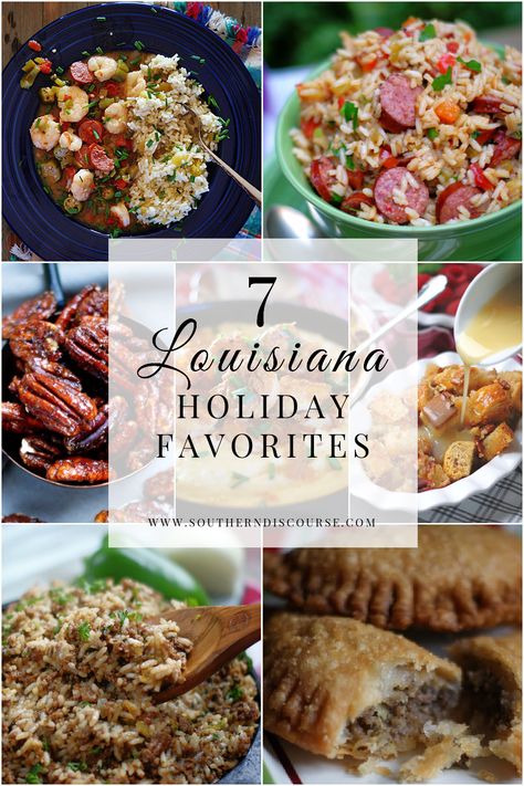 Louisiana Holiday Favorites- Saturday Seven - southern discourse New Orleans Menu Ideas, Cajun Christmas Food Ideas, Louisiana Creole Food, Creole Thanksgiving Dinner, Traditional Southern Christmas Dinner, Creole Christmas Dinner, Creole Thanksgiving Recipes, Soul Food Christmas Dinner Menu Ideas, New Orleans Recipes Louisiana