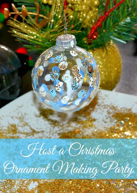 Host a Christmas Ornament Making Party #MyReason #AtHomeStores #ad Ornament Decorating Station, Ornament Making Station, Make Your Own Ornament Party, Christmas Ornament Making Party, Diy Ornament Party, Ornament Making Party For Adults, Ornament Decorating Party, Christmas Ornament Party Ideas, Ornament Making Party