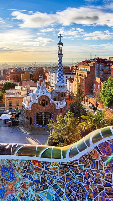 Barcelona Park Guell, Barcelona Spain Hotel, Best Cities In Europe, Park Guell, Cheap Places To Travel, Barcelona Hotels, Barcelona City, Cities In Europe, Voyage Europe