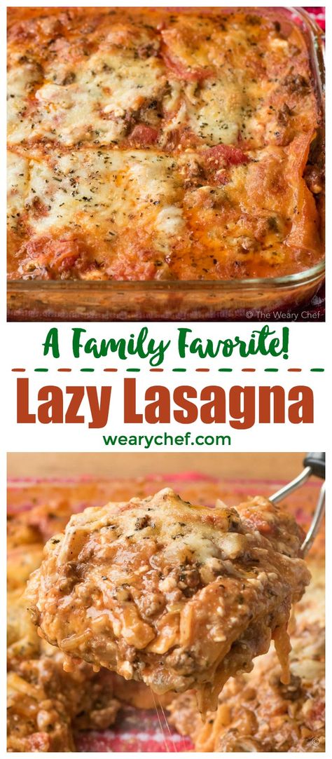 You can get this lazy lasagna in the oven in about 20 minutes! This hearty recipe is perfect for family dinners, potlucks, or a make ahead meal. Easy Make Ahead Lasagna, Lazy Lasagna Egg Noodles, Lasagna Casserole With Egg Noodles, Egg Noodle Lasagna Casserole, Lasagna With Ready To Bake Noodles, Egg Noodle Lasagna Bake, Lasagna With No Bake Noodles, Lasagna No Bake Noodles Recipe, No Bake Noodle Lasagna Recipe