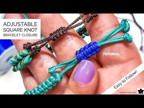 How To Make Adjustable Beaded Bracelets, How To Finish A Bracelet Sliding Knot, How To Make Slip Knots For Bracelets, Bracelets Adjustable Sliding Knot, How To Make And Adjustable Bracelet, How To Make Slide Knot Bracelet, How To Do An Adjustable Bracelet Knot, Braiding Cord Bracelet Diy, How To Tie Cord Bracelet