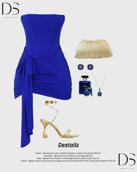 Birthday Outfits Summer Night, Royal Blue Summer Outfits, Blue Dress Birthday Outfit, Blue Birthday Dress Black Women, Blue Birthday Dress, Gala Outfits, Met Gala Outfits, Cute Vacation Outfits, Holiday Fits