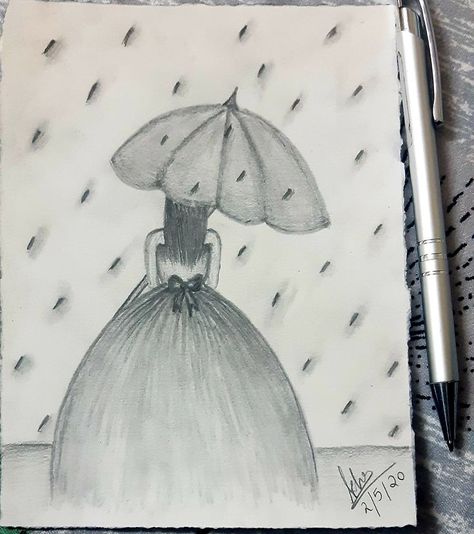 Pencil Shading Art Easy, Easy Drawings Shading, Easy Shading Drawing For Kids, Shading Drawing For Kids, Pencil Shading For Kids, Easy Sketches For Beginners, Drawing Classes For Kids, Collage Photo Frame Design, Under Umbrella