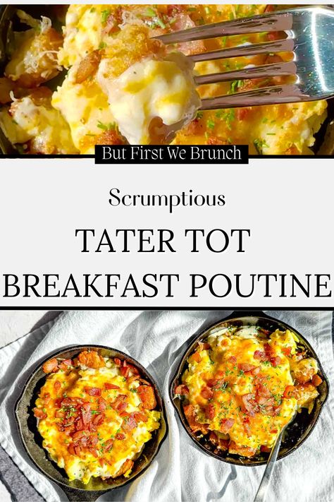 Tater Tot Waffle Iron Recipes, Tator Tot Waffle Iron Recipes, Tater Tot Breakfast Skillet, Tator Tot Poutine, Stove Top Breakfast Ideas, Mini Cast Iron Skillet Recipes Breakfast, Tater Tot Breakfast Casserole With Gravy, Tater Tot Waffles, Small Cast Iron Skillet Recipes