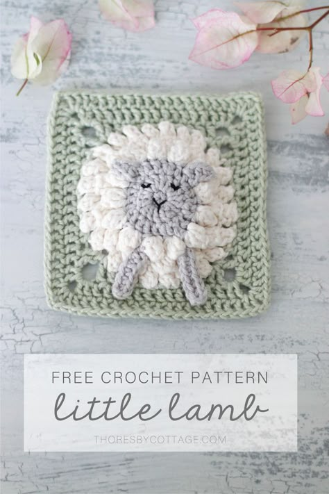 A sweet little lamb crochet motif that is perfect for baby projects such as blankets, cushions and more. Modern granny square, farmyard square, crochet for the nursery. #freecrochetpattern #crochetlamb #crochetgrannysquare Hedgehog Crochet, Granny Square Häkelanleitung, Motifs Granny Square, Crochet Sheep, Crochet Cat Pattern, Confection Au Crochet, Pola Amigurumi, Square Crochet Pattern, Crochet Square Patterns