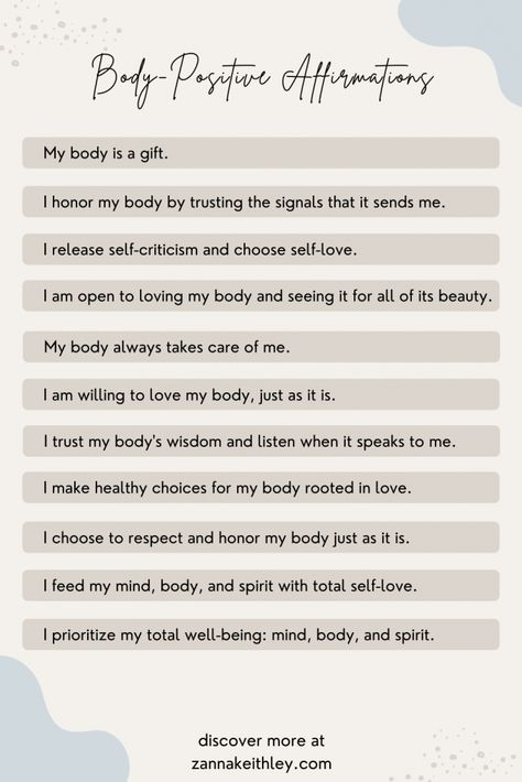 42 Body Positive Affirmations for Total Self-Acceptance | Zanna Keithley Therapy Affirmations, Evening Affirmations, Quotes About Self Love, Everyday Affirmations, Quotes About Self, Short Love Quotes, Acceptance Quotes, Body Wisdom, Image Positive