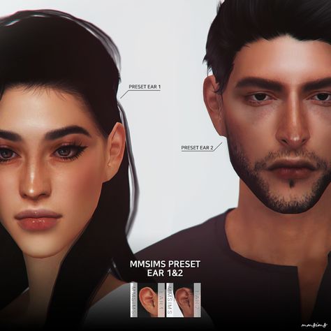 MMSIMS Preset Ear 1, 2 | MMSIMS on Patreon Ears Preset Sims 4, Sims Love, Human Ear, The Sims 4 Packs, Sims 4 Body Mods, Sims 4 Cc Skin, Patreon Logo, Sims 4 Characters, The Sims 4 Download