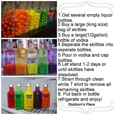 Adult Beverage & Skittles Skittle Vodka, Skittles Drink, Tropical Mixed Drinks, Empty Liquor Bottles, Flavored Alcohol, Flavoured Vodka, Jello Shot Recipes, Yummy Alcoholic Drinks, Vodka Recipes