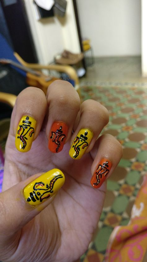 Lord Ganesh nail art....! Ganesh Nail Art, Ganesh Art, Cool Nail Designs, Art Designs, Diwali, Nail Art Designs, Nail Colors, Gel Nails, Nail Designs