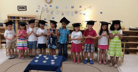 A Simple Montessori Graduation - Trillium Montessori Preschool Graduation Ceremony, Feeling Uneasy, Graduation Backdrop, Preschool Graduation, Graduation Ceremony, Montessori, Over The Years, Academic Dress, Preschool