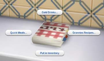 Grannies cookbook is a custom food mod that works independently from all other known food mods. It is a book object that can be placed onto your sims lot and you, the player, can interact with the book to bring up a food menu and choose a food or drink for your sims to make. Sims Food, Lotes The Sims 4, Sims 4 Kitchen, Sims 4 Traits, Sims 4 Cc Kids Clothing, Ts4 Mods, The Sims 4 Pc, Sims 4 Mods Cc, Sims 4 Cc And Mods