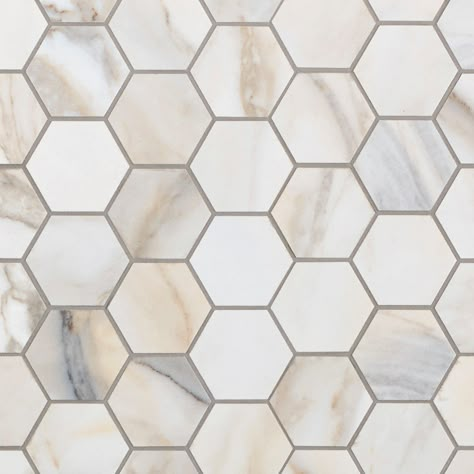 Pianetto | Alaria Polished Porcelain Hexagon Mosaic Tile, 13 x 13, White, 10 mm Thick - Floor & Decor Tile Shower Walls, Tile Floor Kitchen, Tile Floor Bathroom, Bathroom Porcelain, Porcelain Tile Floor, Porcelain Tile Bathroom, Tile Floor Living Room, Rectified Tile, Hexagon Mosaic Tile