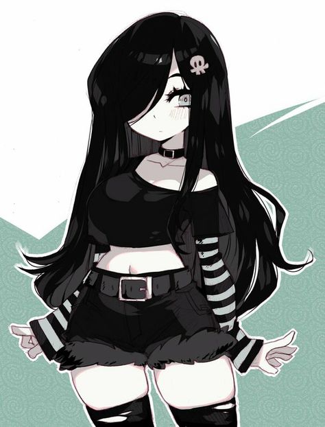 Aria Wintermint, Crawling City, Anime Goth, Shorts Comfy, Goth Girl, Drawing Base, Cartoon Art Styles, Girl Drawing, Fantasy Character Design