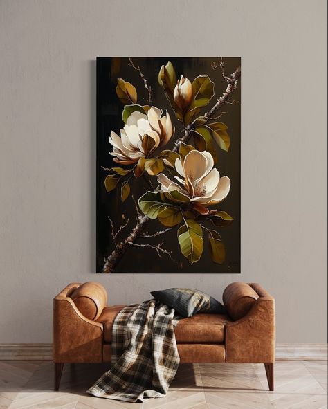 Decorative Oil Painting, Floral Art Paintings Acrylics, Magnolia Flower Painting, Oil Flower Painting, 2 Canvas Painting, Canvas Flower Painting, Vintage Canvas Painting, Floral Canvas Painting, Flowers Canvas Painting