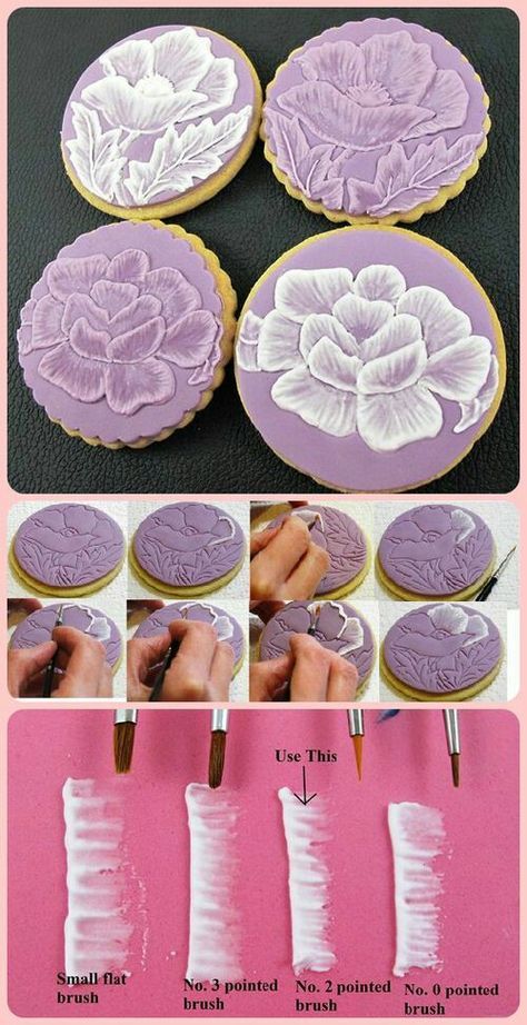 Déco Brush Embroidery Cake, Kue Macaroon, Brush Embroidery, Kale Pasta, Decorate Cookies, Cookie Tutorials, Fondant Flowers, Fondant Icing, Flower Cookies