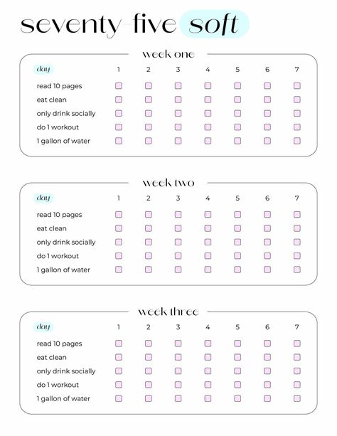 Cute 75 Soft Challenge Tracker | Gym Printable Planner 75 Soft Challenge Calendar, 75 Soft Free Printable, 75 Soft Challenge Printable Free, 75 Soft Tracker Free, 75 Soft Tracker Printable Free, 75 Day Soft Challenge Tracker Free Printable, 72 Soft Challenge, 70 Soft Challenge, Soft 75 Challenge Tracker