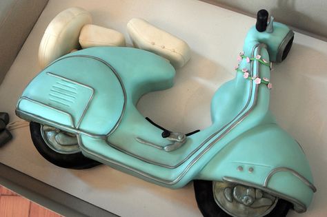 Retro Vespa Scooter Cake by Sweet Fix, via Flickr Vespa Cake, Scooter Cake, Retro Vespa, Vanilla Bean Cake, Italian Meringue Buttercream, Vanilla Bean Cakes, Bean Cake, Vespa Retro, Italian Meringue