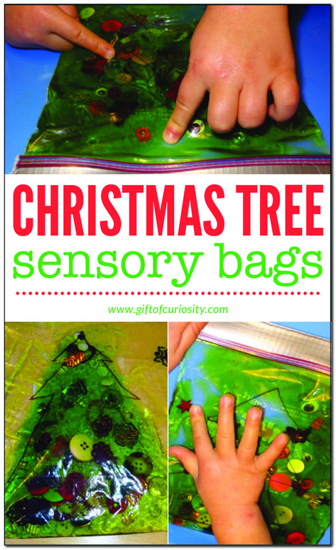 Christmas tree sensory bags - Gift of Curiosity Baby Christmas Activities, Christmas Tree Sensory, Christmas Sensory Play, Christmas Sensory, Christmas Activities For Toddlers, Christmas Tree Bag, Christmas Lesson, Sensory Bags, Christmas Trees For Kids