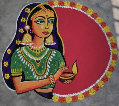 Doll Rangoli Design, Poster Rangoli, Rangoli Design, Rangoli Designs, Diwali, Quick Saves, Design