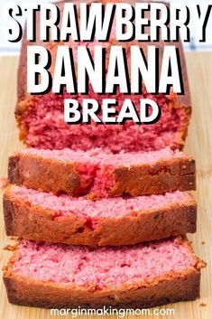 Strawberry Jello With Bananas, Strawberry Cream Cheese Banana Bread, Strawberry Banana Desserts Easy, Strawberry Jello Recipes, Strawberry And Banana Recipes, Strawberry Banana Bread Recipe, Bread Loafs, Strawberry Banana Cheesecake Salad, Strawberry Bread Recipes