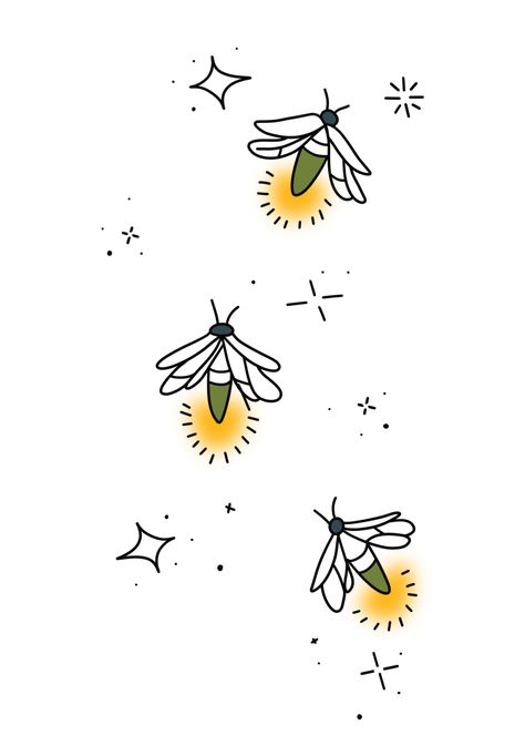 Fireflies Doodle, Firefly Doodle, Caterpillar Doodle, Insect Doodles, Dragonfly Doodle, Firefly Drawing, Caterpillar Tattoo, Firefly Tattoo, Doodles Ideas