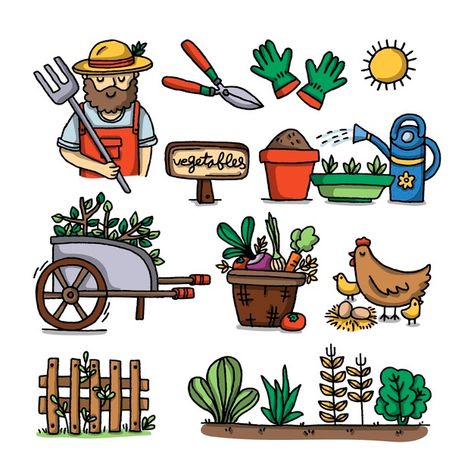 Organic Farming Poster, Organic Farming Project, Vegetable Garden Illustration, Farming Drawing, Farming Illustration, Garden Stickers, Earth Day Drawing, Agriculture Design, Cover Page For Project