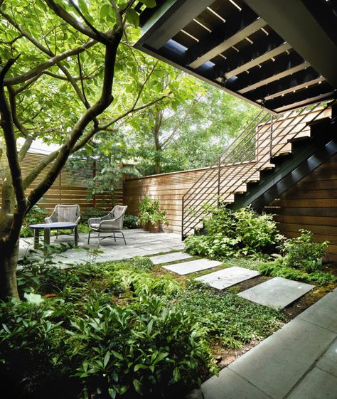 Brooklyn Backyard, Townhouse Garden, Privacy Landscaping, Courtyard Gardens Design, Sloped Garden, Casa Exterior, Garden Architecture, City Garden, Courtyard Garden