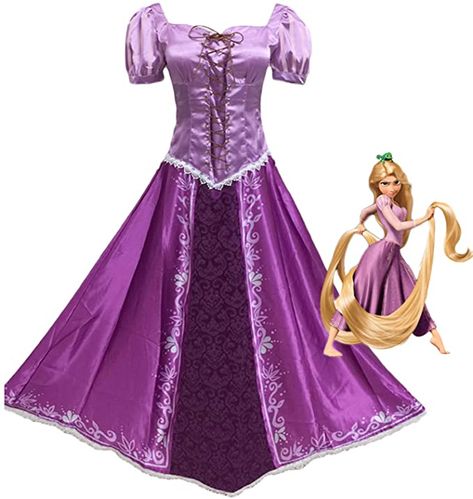 Long Hair Princess, Princess Fancy Dress, Rapunzel Cosplay, Rapunzel Costume, Purple Magic, Rapunzel Dress, Costume Princess, Magic Dress, Retro Skirt