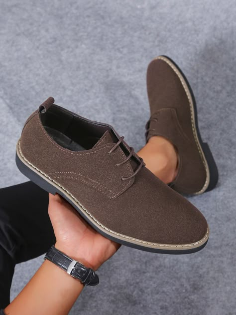 Brown     Plain Oxfords Embellished   Men Shoes Men Official Shoes, Men Office Shoes, Dressy Shoes Men, Mens Office Shoes, Nice Shoes For Men, Classy Shoes For Men, Semi Casual Shoes For Men, Office Shoes For Men, Casual Formal Shoes For Men