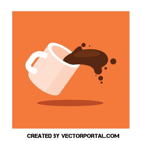 Spilled Cup Drawing, Coffee Splash Illustration, Coffee Making Process Illustration, Coffee Animation, Coffee Cup Spilling Drawing, Spilled Coffee Illustration, Coffee Cup Illustration, Puuung Love Is, Mug Illustration