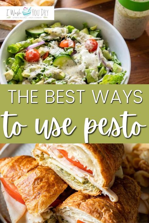 Let me show you how to jazz up your everyday meals with these Clever Ways To Use Pesto! Easy Pesto Recipe Meals, Pesto In Recipes, Ways To Eat Pesto, Dishes With Pesto Sauce, Uses For Pesto Sauce, Recipes That Use Pesto Sauce, What To Use Pesto With, Meals With Pesto Sauce, What To Use Pesto On