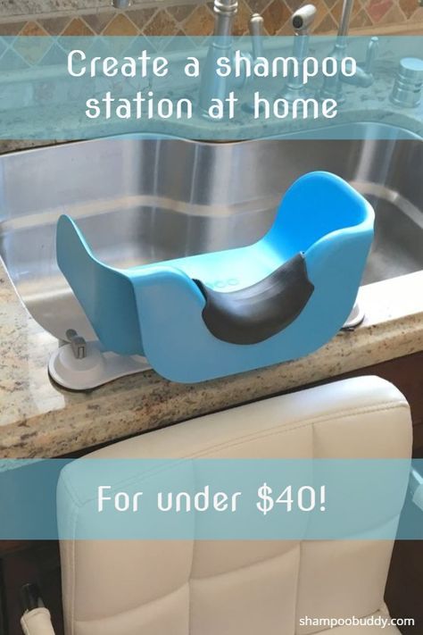 Shampoo Buddy is a portable shampoo basin  that suctions to your bathtub or kitchen counter top, enabling a salon shampoo experience at home. Home Shampoo Bowl Ideas, Diy Shampoo Bowl At Home, Hair Wash Sink At Home, Hair Room At Home, At Home Salon, Portable Salon Sink, Hair Washing Sink, Electric Shampoo Bowl, Hair Wash Station