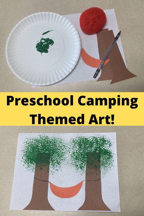 Camping With Toddlers Activities, Camping Art Activities For Preschool, Camping Art Activities For Toddlers, The Great Outdoors Theme Preschool Art, Camping Theme Art, Camping Art Preschool, Camping Art For Toddlers, Camping Process Art Preschool, Camping Process Art