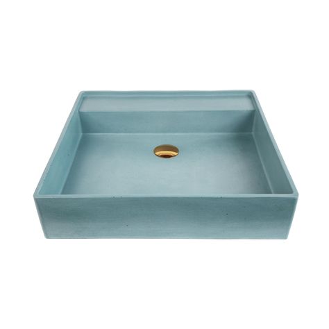 Newport Square Handmade Vessel Sink | West Elm Concrete Vanity Bathroom, Blue Vessel Sink, Clean Concrete, Oregon House, Counter Top Accessories, Sophisticated Bathroom, Concrete Sink, Vanity Faucet, White Marble Countertops