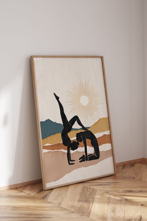 With this yoga art print you'll transform your home into a place of power for your daily yoga routine. Add some celestial vibes to your home decor and create a place that radiates positive energy, invites you to relax and helps you engage in self-encountering, meditation and yoga. Discover how to easily transform your home into a positive and peaceful space with inspirational printable wall art. Visit my Etsy shop and update your walls today! Simply download, print, and frame. Boho Yoga Room, Yoga Corner, Daily Yoga Routine, Space Wall Decor, Yoga Room Decor, Peaceful Space, Yoga Wall Art, Yoga Prints, Yoga Poster