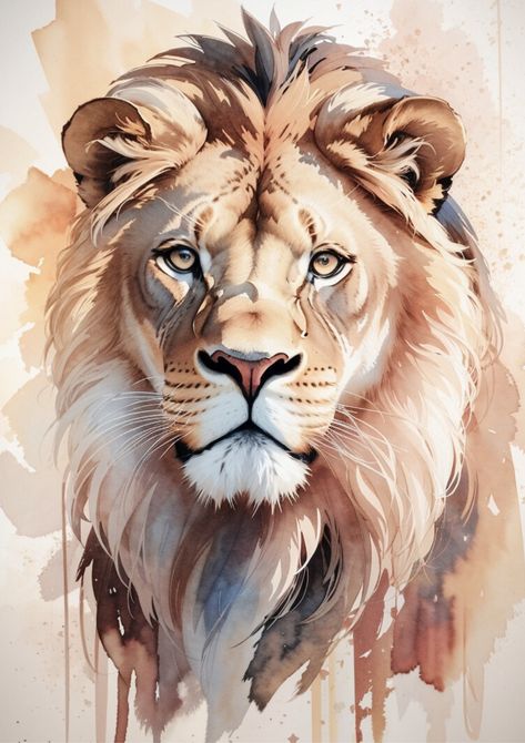 Behold the untamed beauty of the wild! Our lifelike watercolor painting captures the regal presence of a majestic lion in its natural habitat. With every brushstroke and blending, this artwork exudes the authentic feel of hand-painted art. Perfect for large-scale wall decor, it's a stunning addition to any commercial space. Explore the untamed with our watercolor masterpiece! 🌿🎨 #WatercolorArt #WildlifePainting #LionArt #NatureInspired" Lion Painting Watercolor, Watercolor Animal Portraits, Animal Portraits Painting, Lion Art Painting, Wild Animal Pictures, Lion Painting Acrylic, Art Painting Black And White, Watercolor Masterpiece, Lion Watercolor