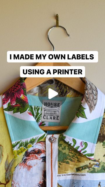 HOUSE OF CLARE on Instagram: "I made my own labels using a inkjet PRINTER !!
I got scrap cotton material from the op shop, Freezer paper (which is like baking paper but has a coated side to temporarily keep fabric in place) white vinegar, sharp scissors and a hot iron.

Step 1 : I traced around an A4 piece of paper onto my fabric, then cut the freezer paper to the exact same size making sure it was precise. 

Step 2: I then ironed the freezer paper to the fabric making sure the coated side was facing down (I said wax because that’s my interpretation of that side, it’s not actually wax). I gave it a good press to secure the corners. 

Step 3: I tested my design on paper first, making sure it was all in size. Then inserted the freezer/material sandwich in the printer. Be sure to know wha Diy Fabric Tags, Sewing Projects For Men, Design On Paper, Sharp Scissors, Diy Labels, Op Shop, Freezer Paper, Cotton Labels, Sewing Aprons