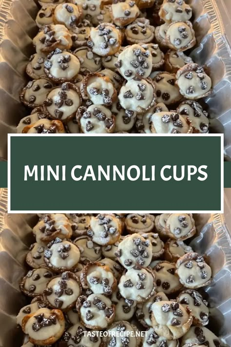 Reimagine the classic Italian treat with these delightful Mini Cannoli Cups! Crispy cinnamon-sugar crust cups cradle a luscious, zesty ricotta filling, making them the perfect bite-sized dessert for any gathering. Whether you top them with mini chocolate chips or finely chopped pistachios, the light… Easy Mini Cannoli Cups, Cannoli Cheesecake Bites, Mini Cannoli Bites, Mini Canolli Cups, Mini Canoli Cups Cannoli Dip, Ricotta Cannoli Squares, Quick Italian Desserts, Mini Pasta Cups, Cannoli Cups Mini