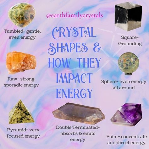 EarthFamilyCrystals.com shared a photo on Instagram: “Various Crystal Shapes & Their Meanings! 💎🔮💎” • See 7,462 photos and videos on their profile. Gemstones Chart, Crystal Seashells, Crystal Healing Chart, Rocks Crystals, Crystal Uses, Crystal Guide, Spiritual Crystals, Crystals For Sale, Crystal Therapy